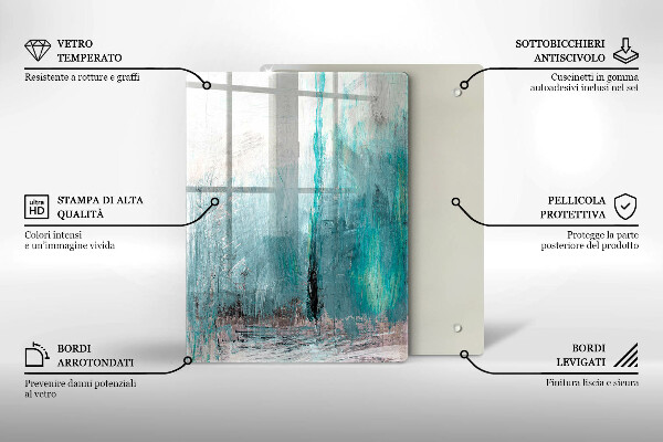 Tabla de cortar de vidrio Plumas de loro de colores