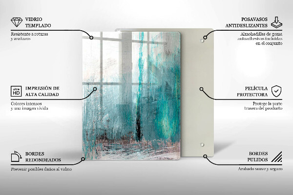 Tabla de cortar de vidrio Plumas de loro de colores