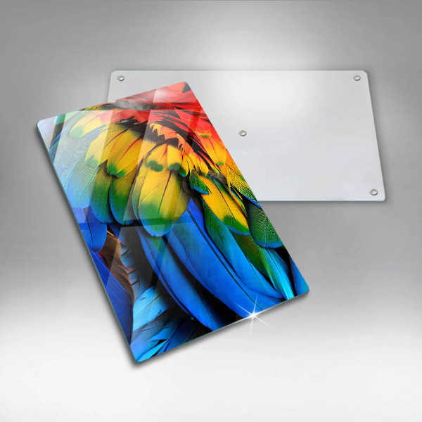 Tabla de cortar de vidrio Plumas de loro de colores