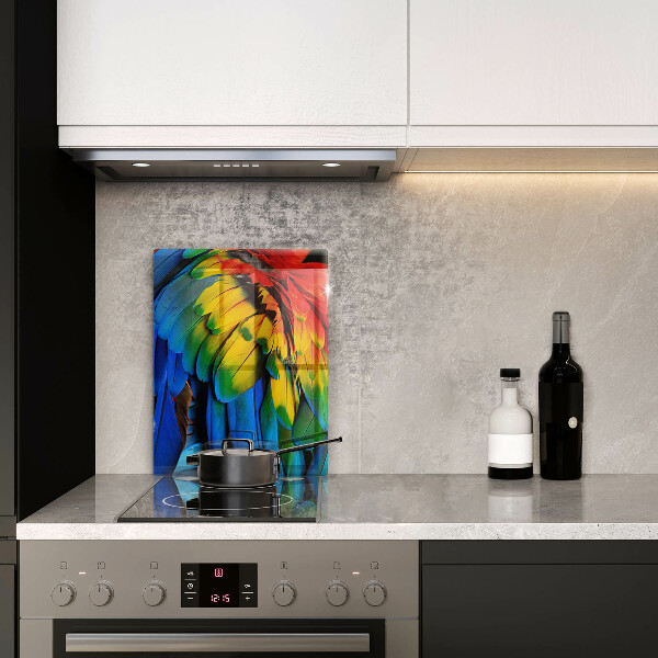 Tabla de cortar de vidrio Plumas de loro de colores