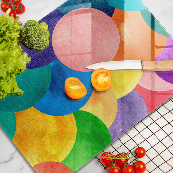 Tabla de cortar de vidrio Círculos de colores