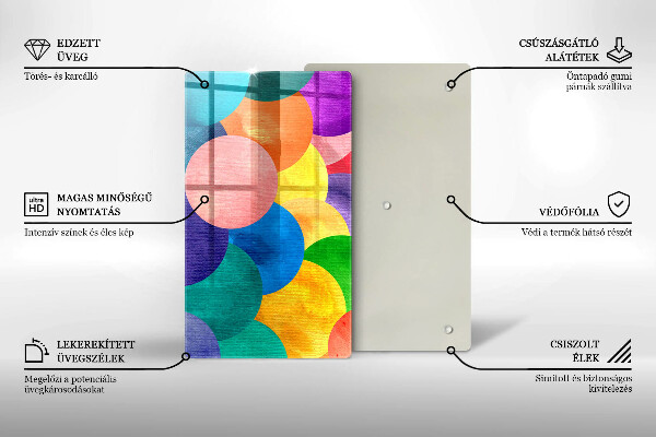 Tabla de cortar de vidrio Círculos de colores