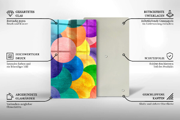 Tabla de cortar de vidrio Círculos de colores