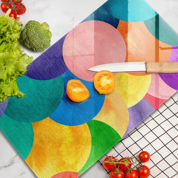 Tabla de cortar de vidrio Círculos de colores