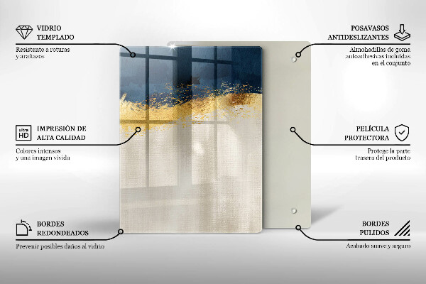 Tabla de cortar de vidrio Abstracción de oro