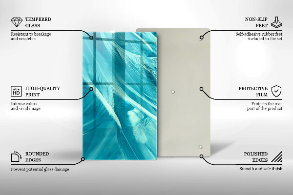 Tabla de cortar de vidrio Plumas delicadas