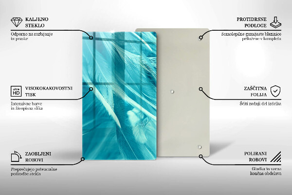 Tabla de cortar de vidrio Plumas delicadas