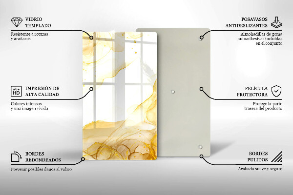 Tabla de cortar de vidrio Abstracción dorada