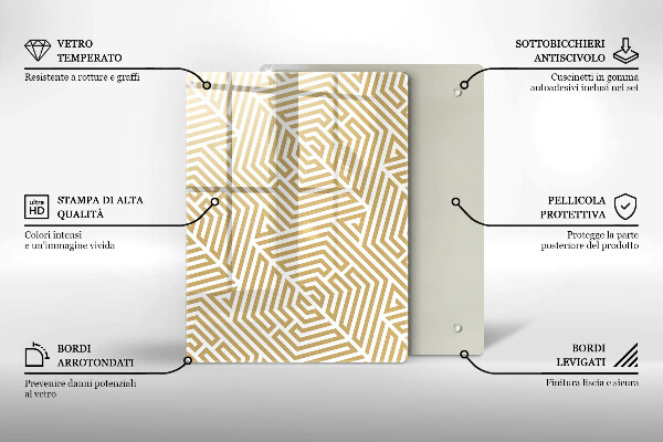 Tabla de cortar de vidrio Abstracción dorada