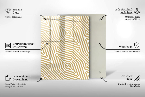 Tabla de cortar de vidrio Abstracción dorada