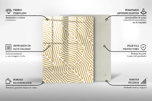 Tabla de cortar de vidrio Abstracción dorada