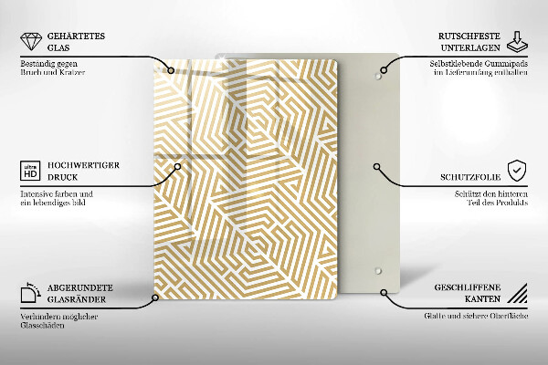 Tabla de cortar de vidrio Abstracción dorada