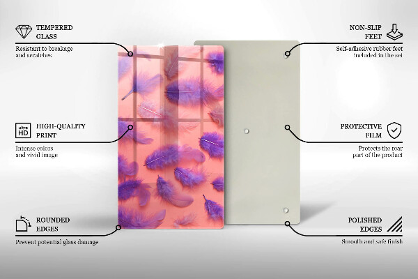 Tabla de cortar de vidrio Plumas esponjosas