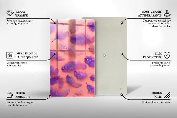 Tabla de cortar de vidrio Plumas esponjosas