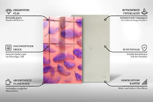 Tabla de cortar de vidrio Plumas esponjosas