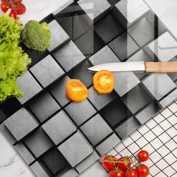 Tabla de cortar de vidrio Cuadrados abstractos 3d