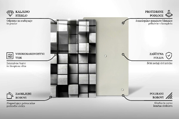 Tabla de cortar de vidrio Cuadrados abstractos 3d