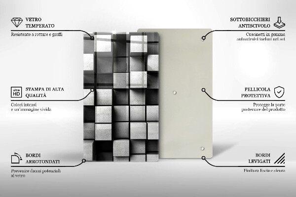 Tabla de cortar de vidrio Cuadrados abstractos 3d