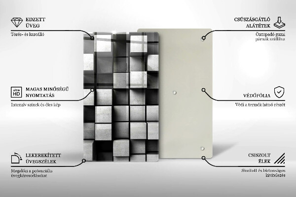 Tabla de cortar de vidrio Cuadrados abstractos 3d