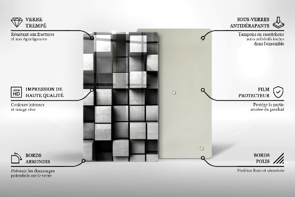 Tabla de cortar de vidrio Cuadrados abstractos 3d
