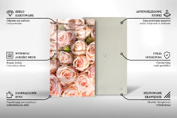 Tabla de cortar de vidrio Ramo de rosas delicadas