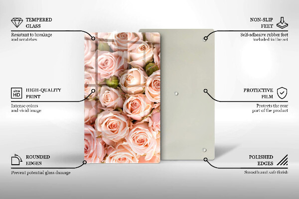 Tabla de cortar de vidrio Ramo de rosas delicadas