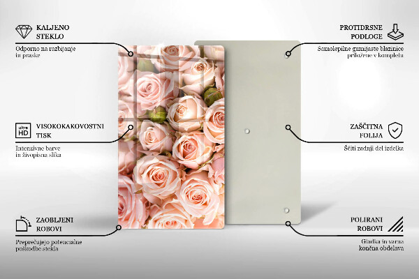 Tabla de cortar de vidrio Ramo de rosas delicadas