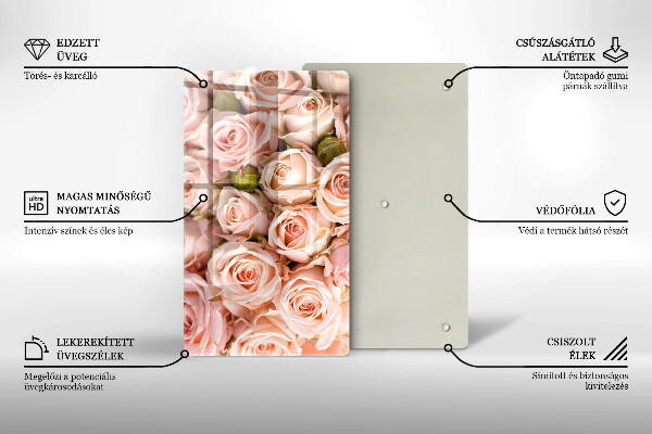 Tabla de cortar de vidrio Ramo de rosas delicadas