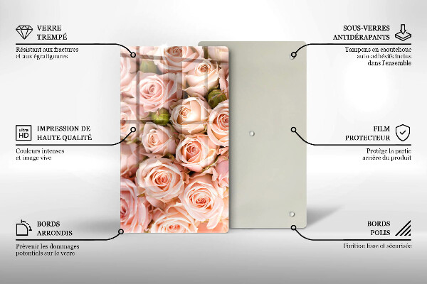 Tabla de cortar de vidrio Ramo de rosas delicadas