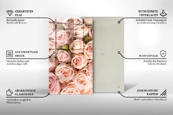 Tabla de cortar de vidrio Ramo de rosas delicadas
