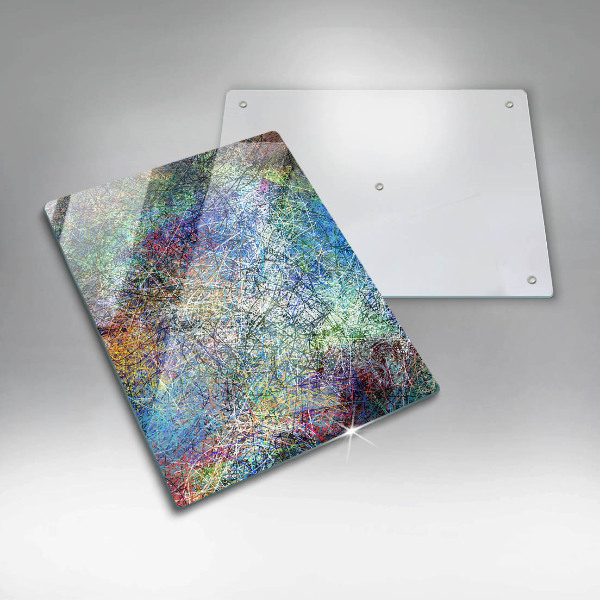 Tabla de cortar de vidrio Abstracción de línea colorida