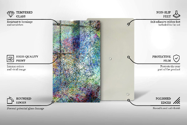 Tabla de cortar de vidrio Abstracción de línea colorida