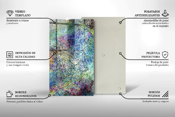 Tabla de cortar de vidrio Abstracción de línea colorida