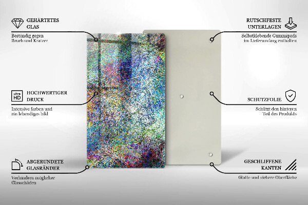 Tabla de cortar de vidrio Abstracción de línea colorida