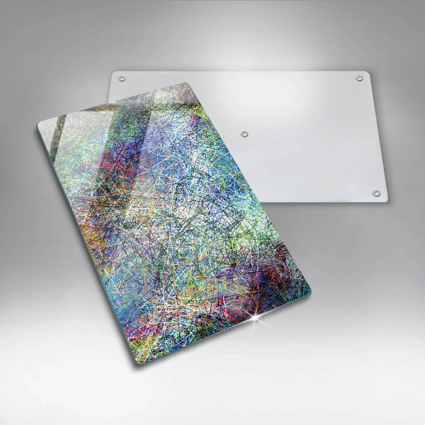 Tabla de cortar de vidrio Abstracción de línea colorida