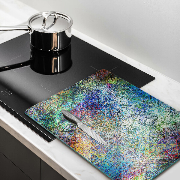 Tabla de cortar de vidrio Abstracción de línea colorida