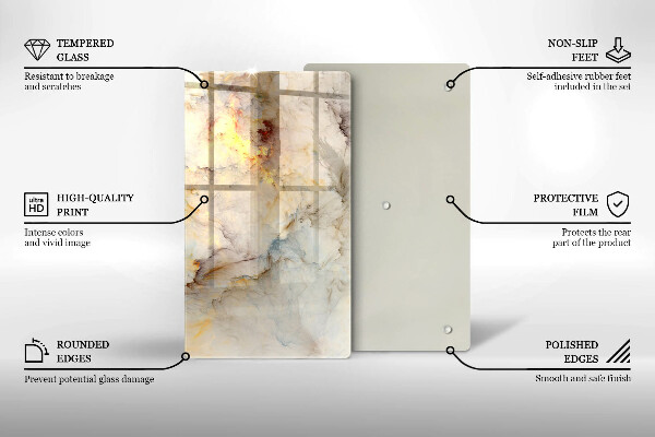 Tabla de cortar de vidrio Textura de mármol con oro
