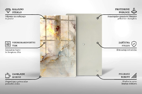 Tabla de cortar de vidrio Textura de mármol con oro