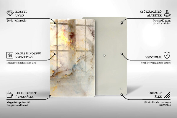 Tabla de cortar de vidrio Textura de mármol con oro