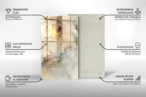 Tabla de cortar de vidrio Textura de mármol con oro