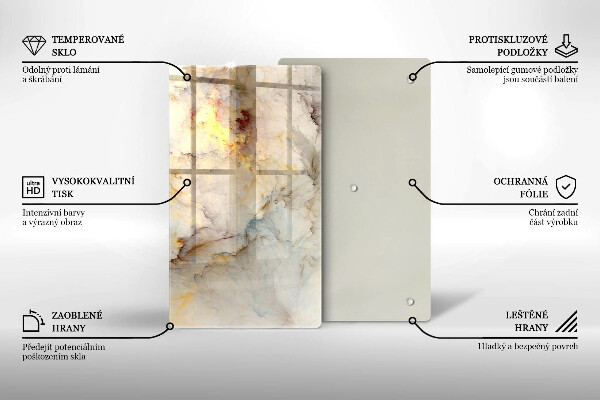 Tabla de cortar de vidrio Textura de mármol con oro