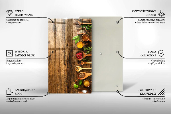 Tabla de cortar de vidrio Cucharas de madera de especias
