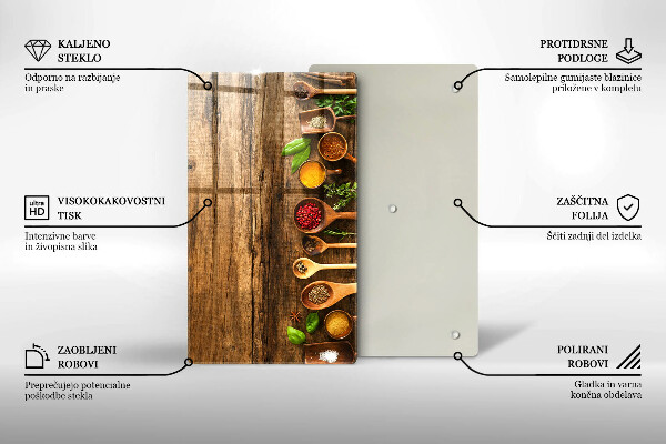Tabla de cortar de vidrio Cucharas de madera de especias