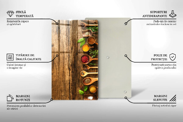 Tabla de cortar de vidrio Cucharas de madera de especias