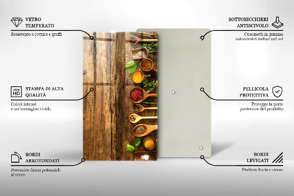 Tabla de cortar de vidrio Cucharas de madera de especias