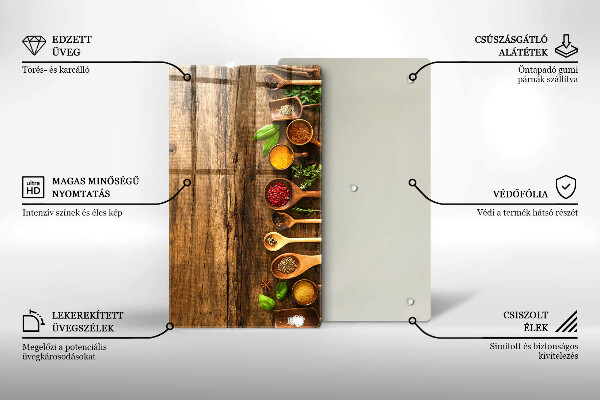 Tabla de cortar de vidrio Cucharas de madera de especias