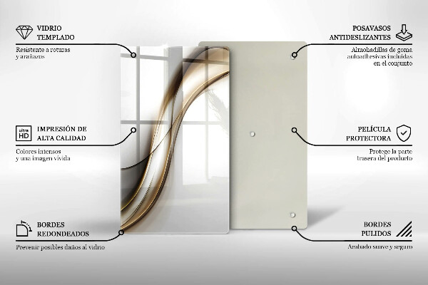Tabla de cortar de vidrio Abstracción de líneas suaves