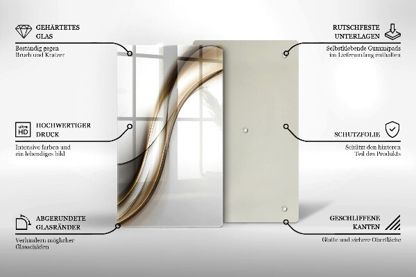Tabla de cortar de vidrio Abstracción de líneas suaves