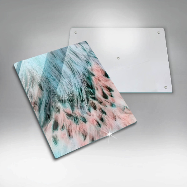 Tabla de cortar de vidrio Plumas de pájaro boho