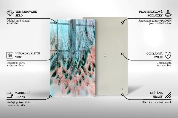 Tabla de cortar de vidrio Plumas de pájaro boho